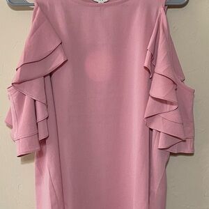 Umgee Pink Cold Shoulder Sleeve Sheath Blouse